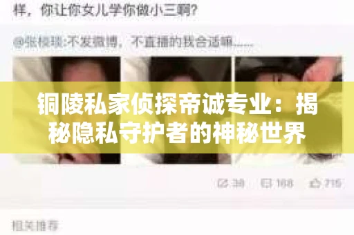 铜陵私家侦探帝诚专业：揭秘隐私守护者的神秘世界