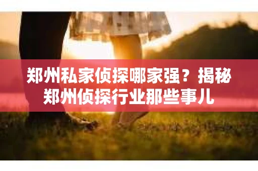 郑州私家侦探哪家强？揭秘郑州侦探行业那些事儿