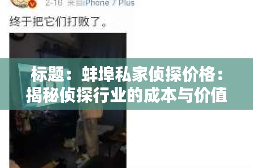 标题：蚌埠私家侦探价格：揭秘侦探行业的成本与价值