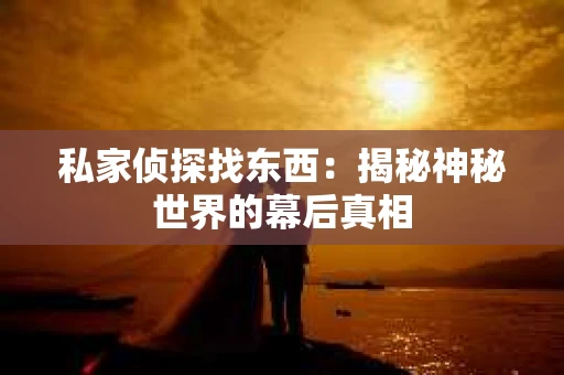 私家侦探找东西:揭秘神秘世界的幕后真相 私家侦探找东西:揭秘神秘世界的幕后真相