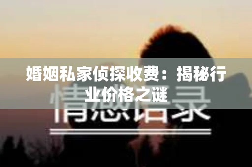 婚姻私家侦探收费：揭秘行业价格之谜